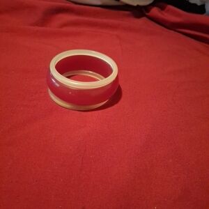 Lucite Pink and Cream Bangle Bracelet